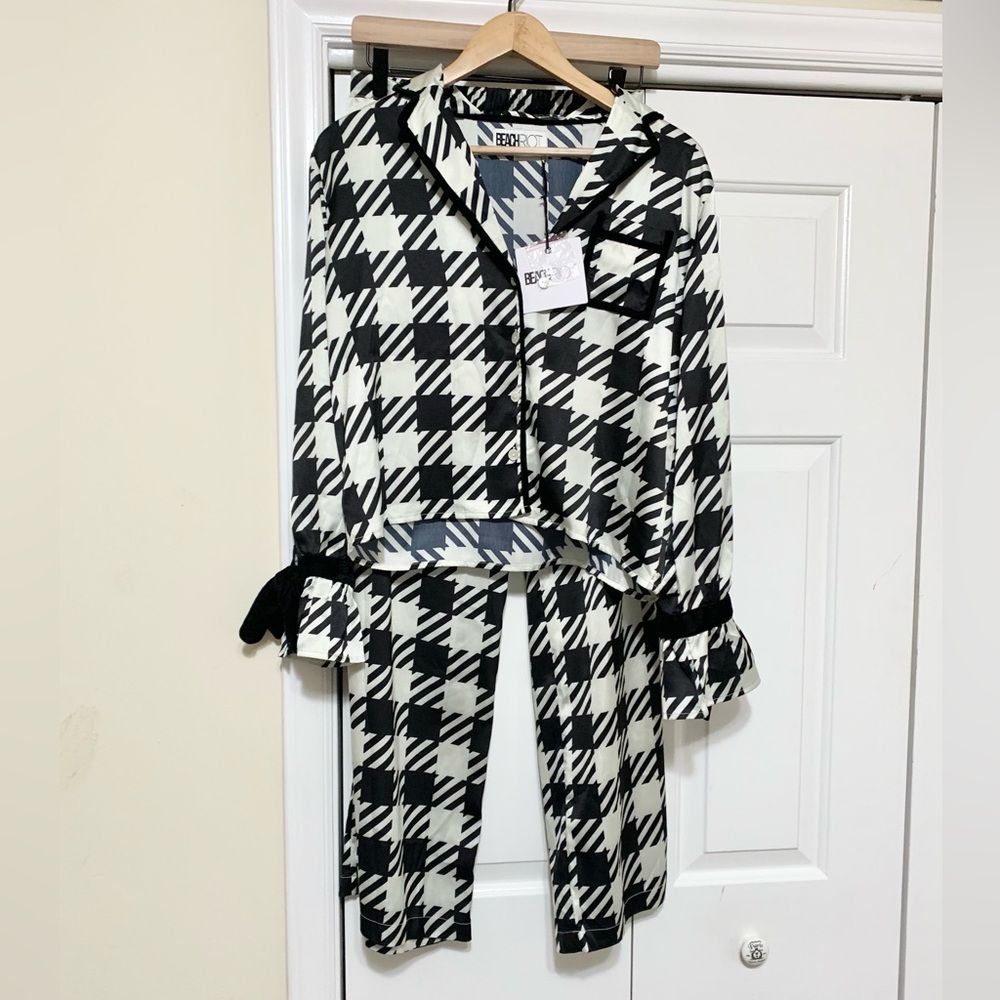 Beach Riot Revolve Leeann & Brook Set Houndstooth - S - NEW